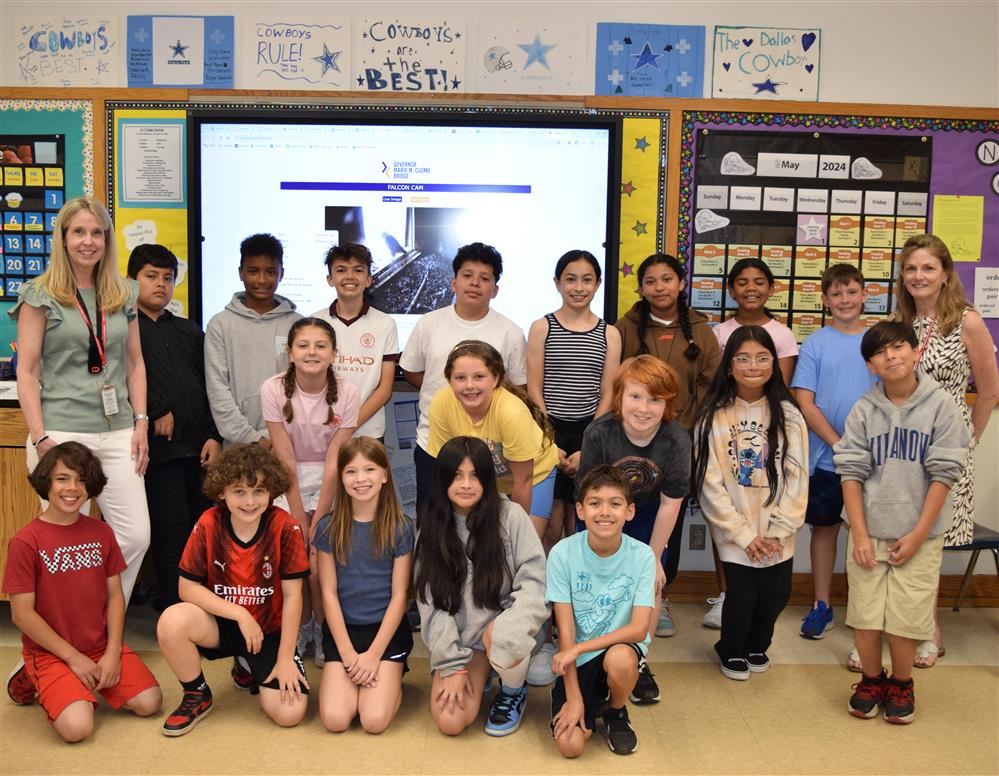  Cheryl Pease's class poses in front of the falcon cam